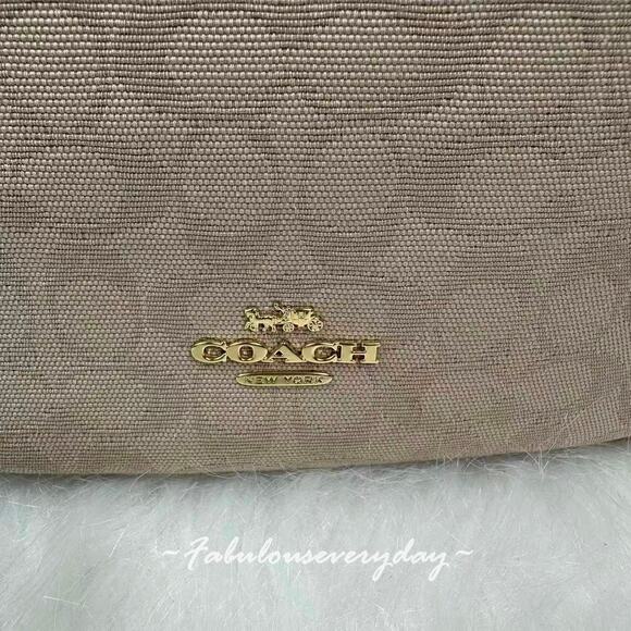 Coach Hadley Turnlock Tote Bag With Signature Canvas In Gold/Dark Natural CAK51 - Picture 6 of 10